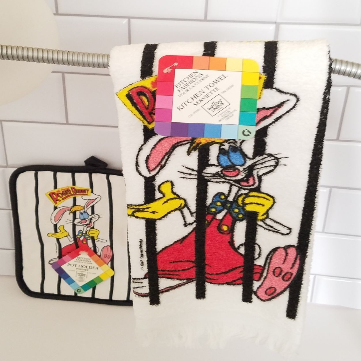 1987 Who Framed Roger Rabbit Hand Towel & Pot Holder Set NWT USA
