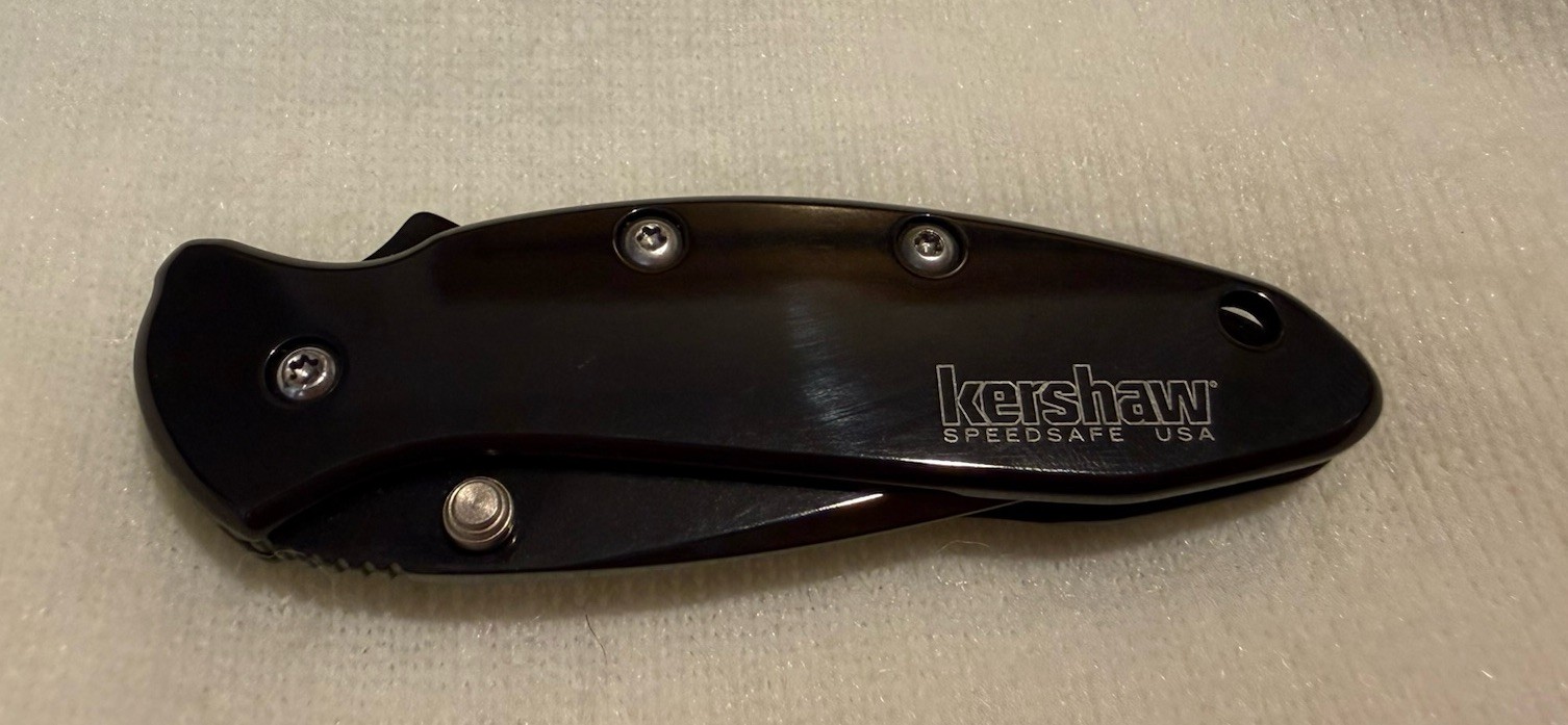 Black Kershaw Chive 1600BLK Handle Ken Onion Assisted Knife - TSA Auction