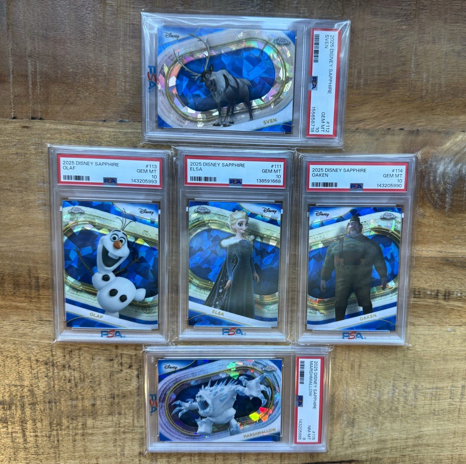Topps 2025 Disney Sapphire PSA Graded Complete Frozen Set 5-Card Lot ❄️ Elsa
