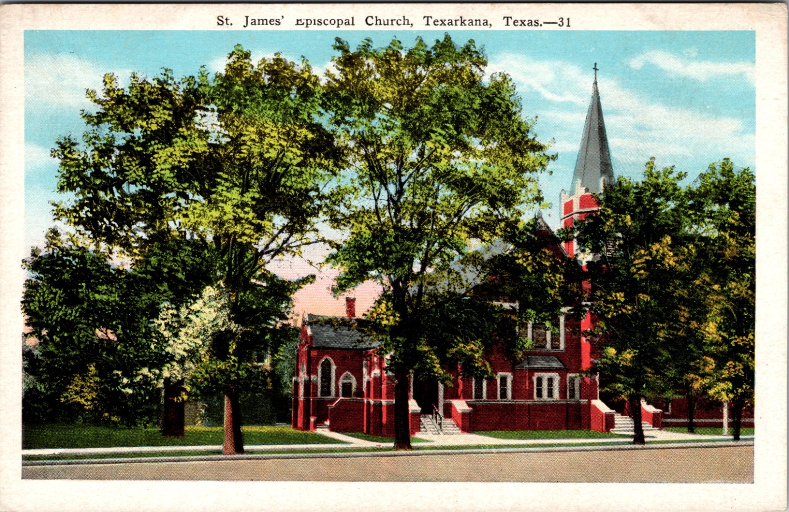 St. James Episcopal Church Texarkana Texas White Border Post Card 1917-1929 Era St. James Episcopal Church Texarkana Texas White Border Post Card 1917-1929 Era