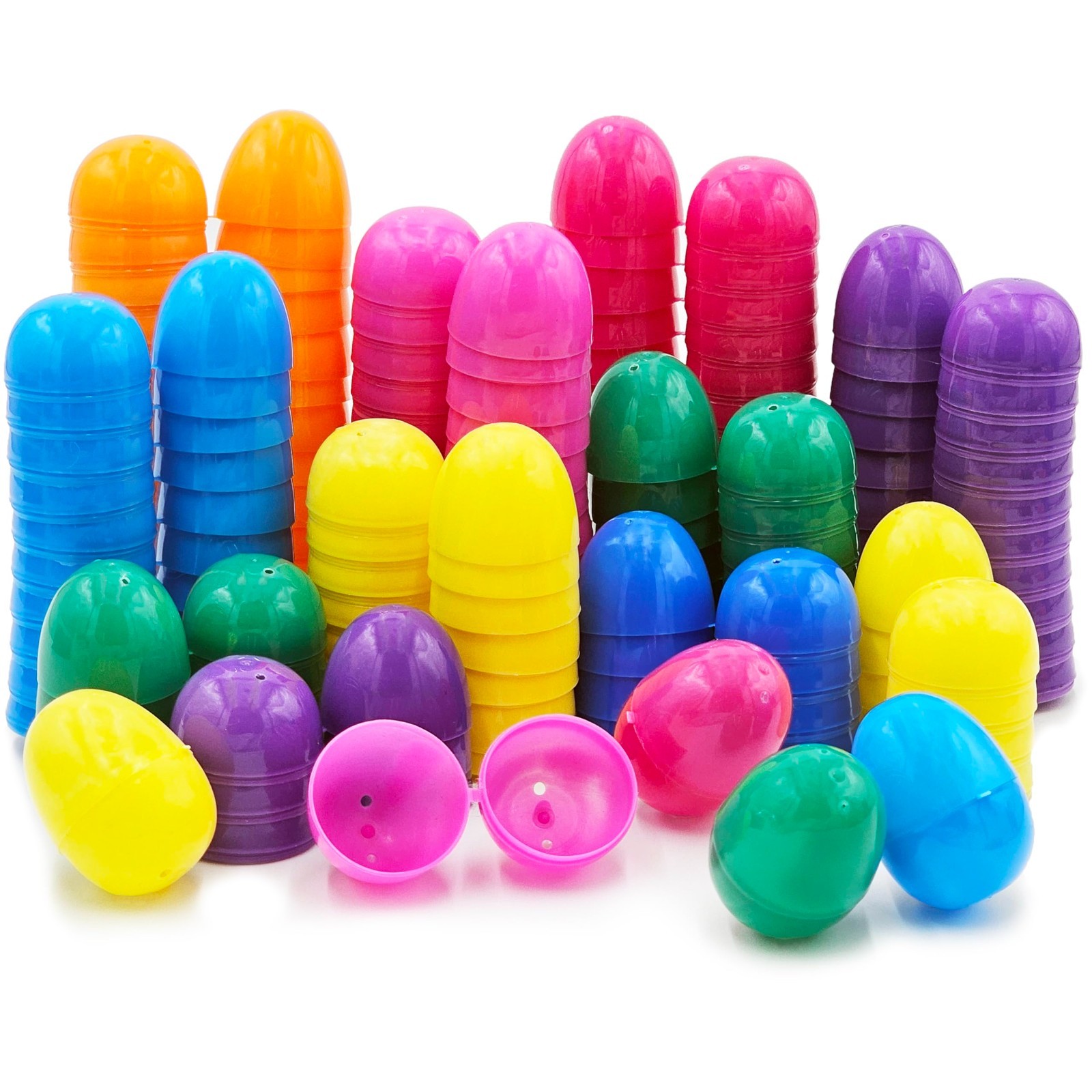 The Dreidel Company Fillable Easter Eggs 100-Pack with Hinge Bulk Colorful The Dreidel Company Fillable Easter Eggs 100-Pack with Hinge Bulk Colorful