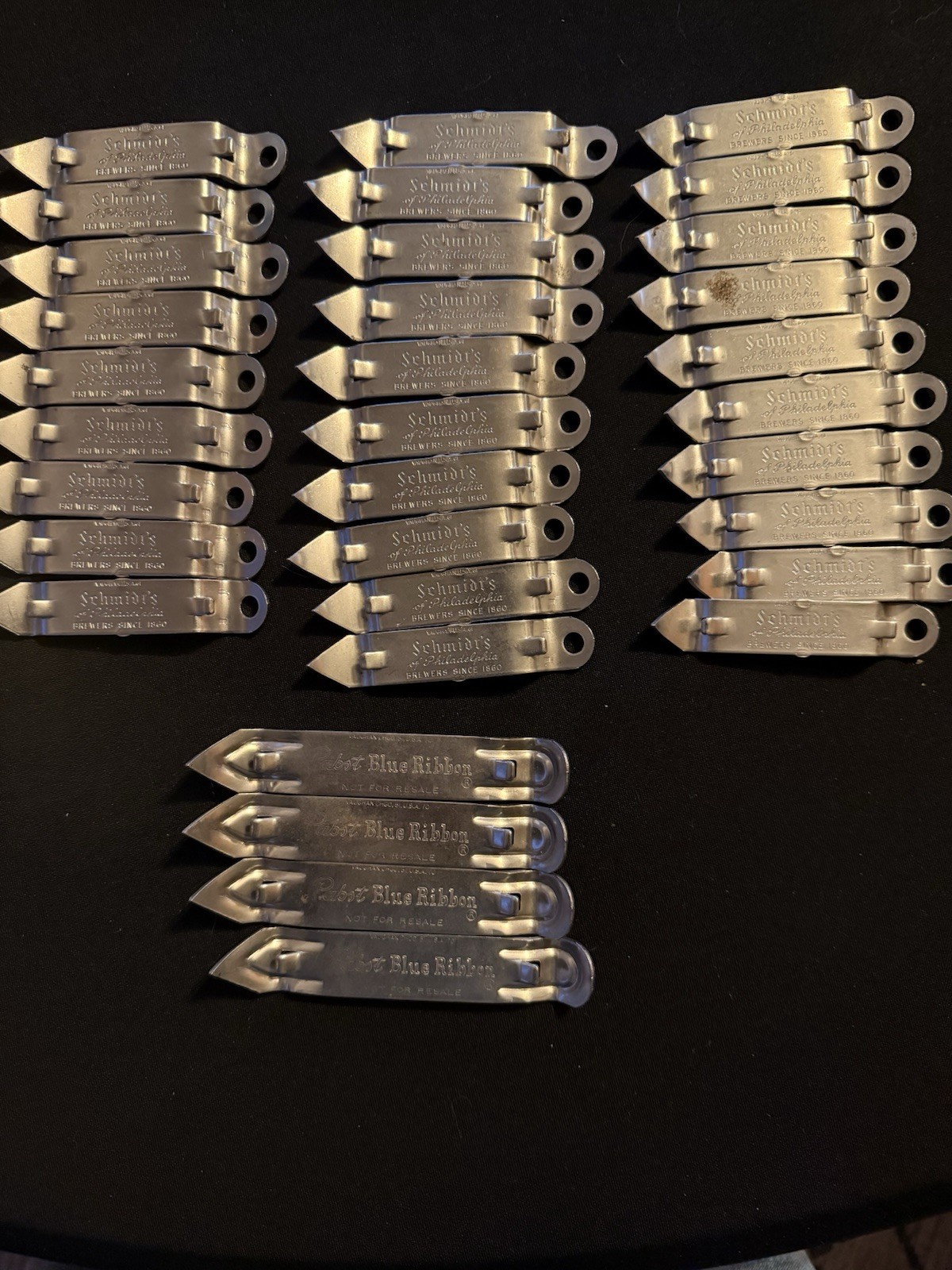 Lot Of 29 Schmidt\'s Beer Can Bottle Openers Plus 4 Pabst Blue Ribbon Openers Lot Of 29 Schmidt\'s Beer Can Bottle Openers Plus 4 Pabst Blue Ribbon Openers