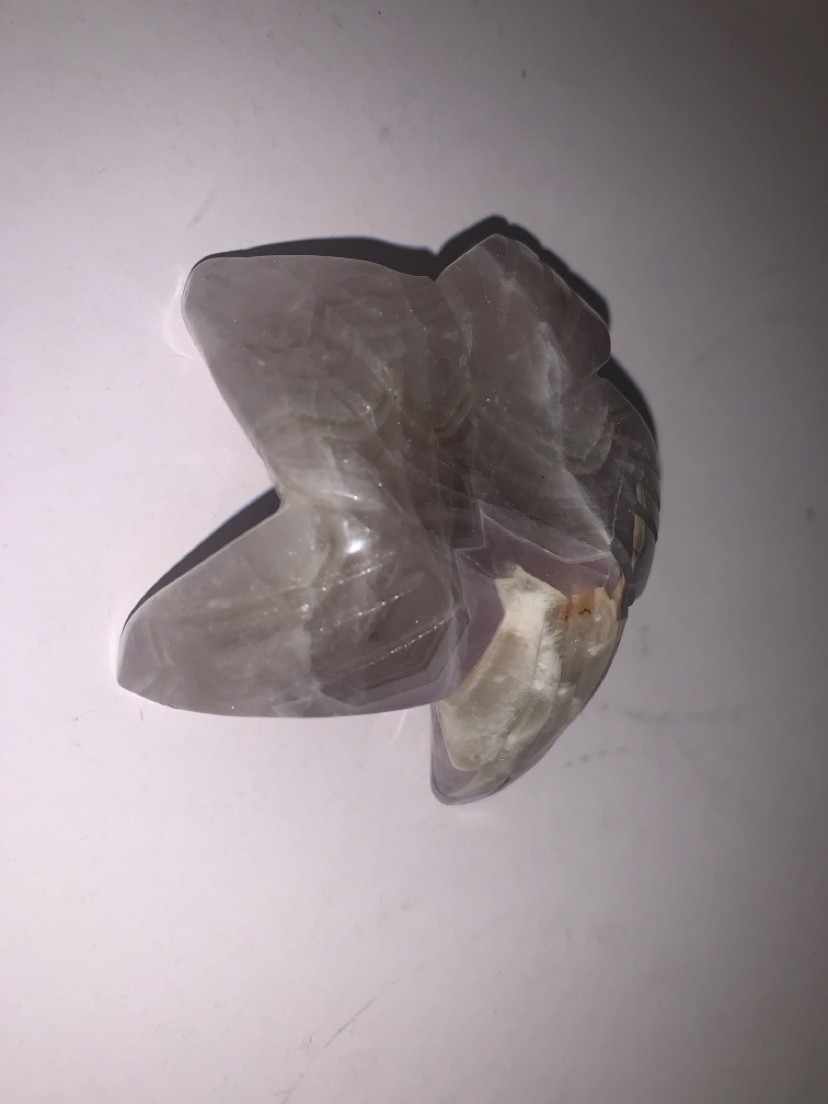 Carved Stone Starfish Figurine Pale Purple White Banded Polished