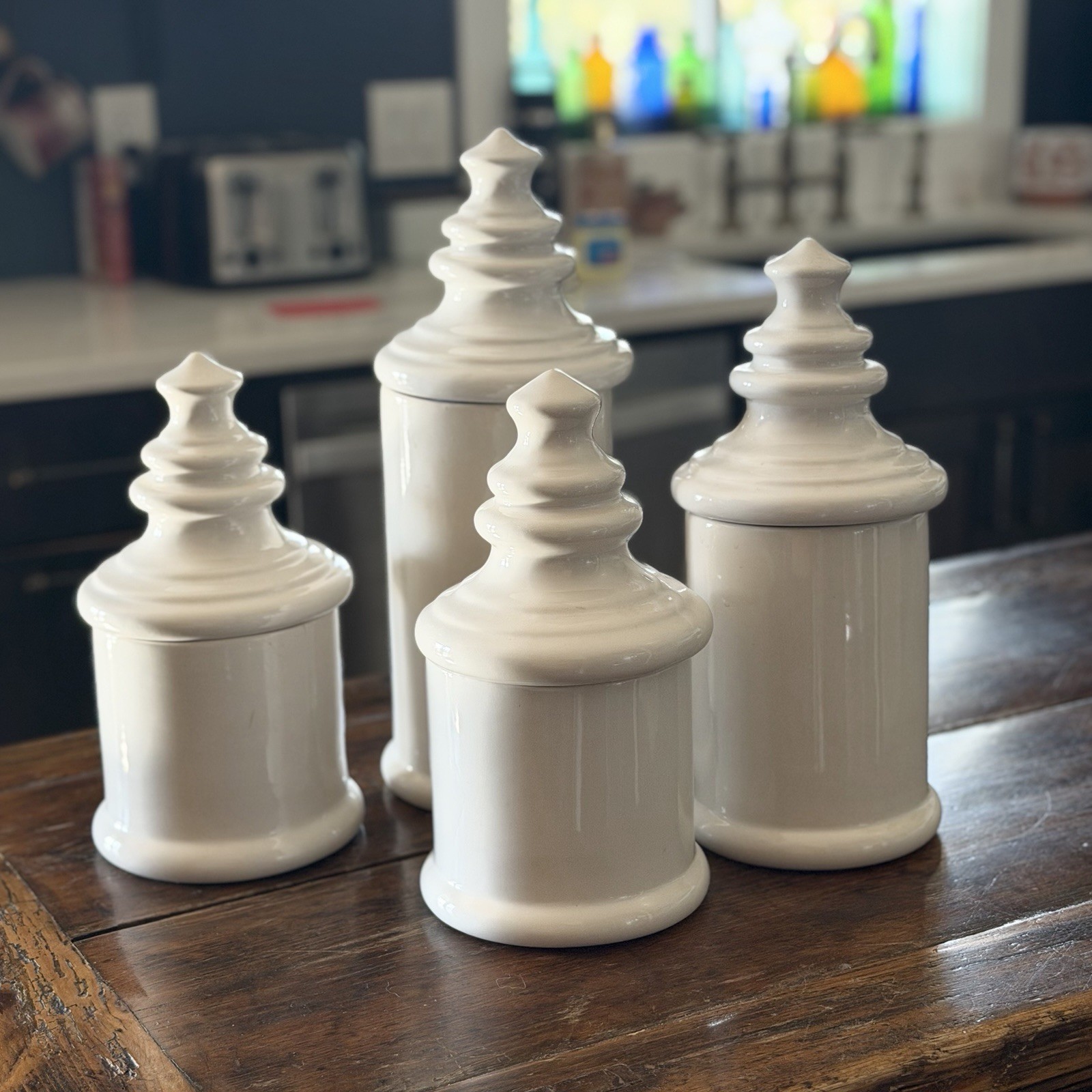 Vintage 1950s RARE NS Gustin Los Angeles California Pottery Kitchen Canister Set