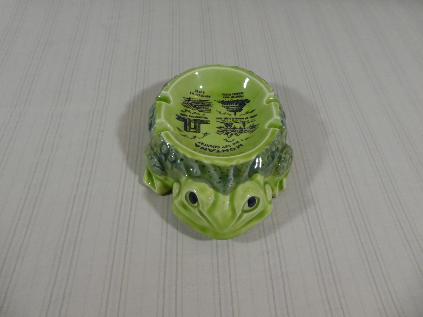 Rare VTG Ceramic Frog Toad Cigar or Cigarette Holder AshTray﻿ Montana Souvenir