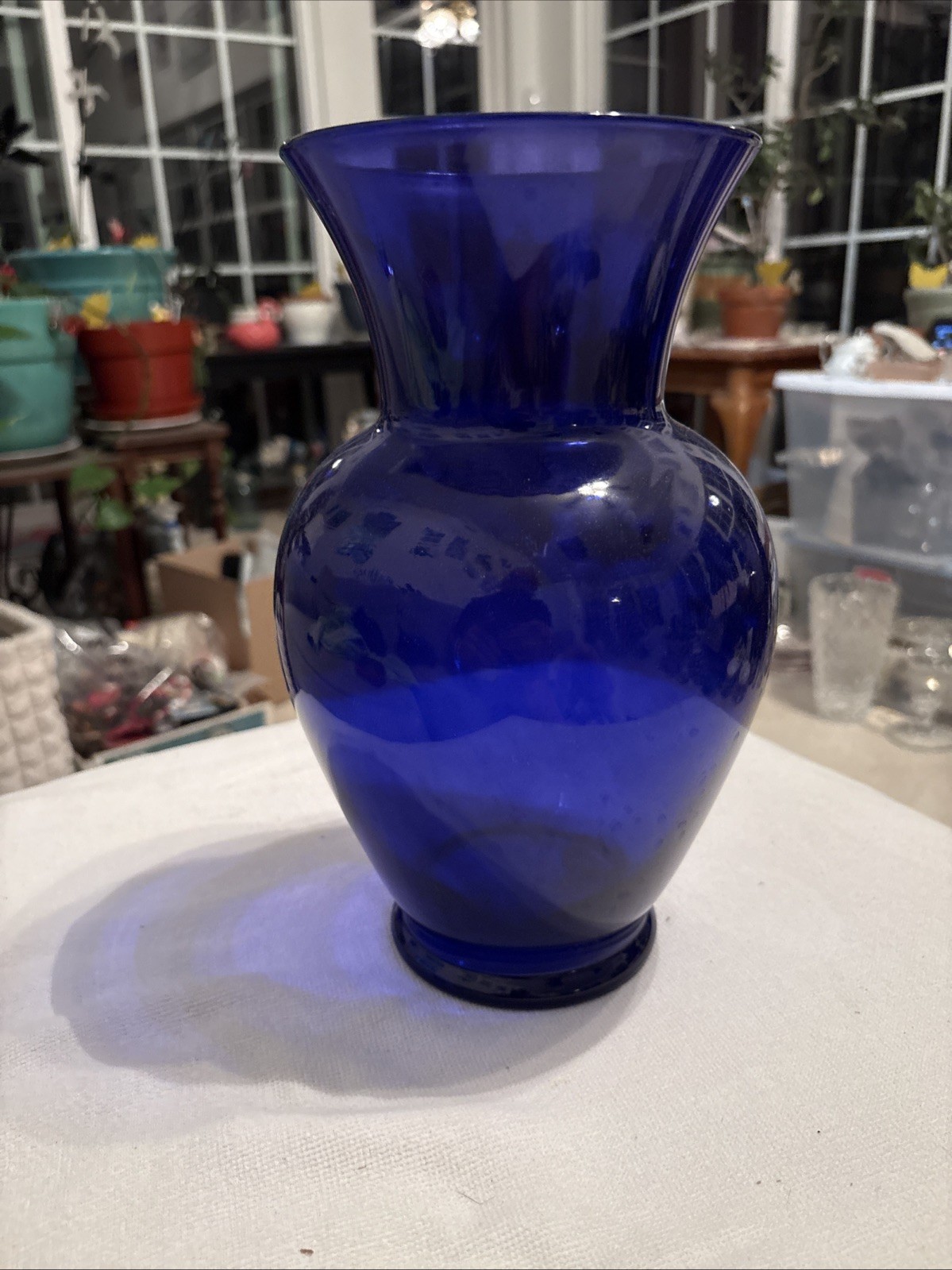 cobalt blue vases vintage 10 3/4 “ X6.5”