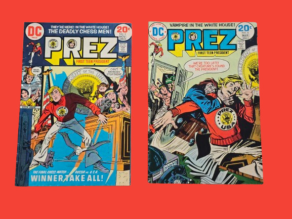 Prez #2 & #4 Lot 1973-1974 DC Comics Joe Simon Jerry Grandenetti Bronze Age