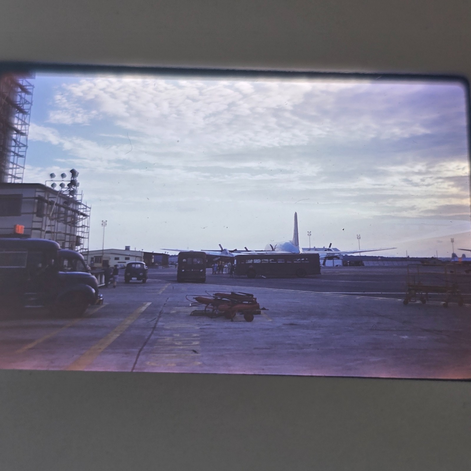 Vintage 1962 Airport 35mm Slide Lot Control Tower Prop Airliner 4pc Aviation