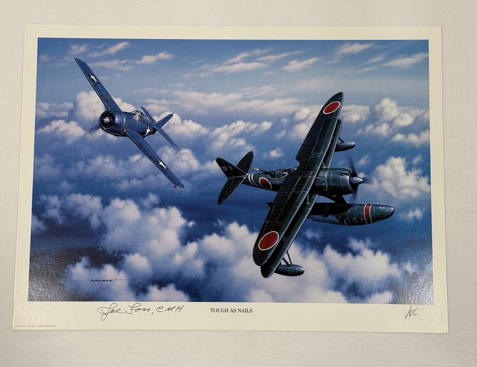 Joe Foss Signed Stan Stokes Print Tough As Nails WWII Ace Medal Of Honor AIV COA Joe Foss Signed Stan Stokes Print Tough As Nails WWII Ace Medal Of Honor AIV COA