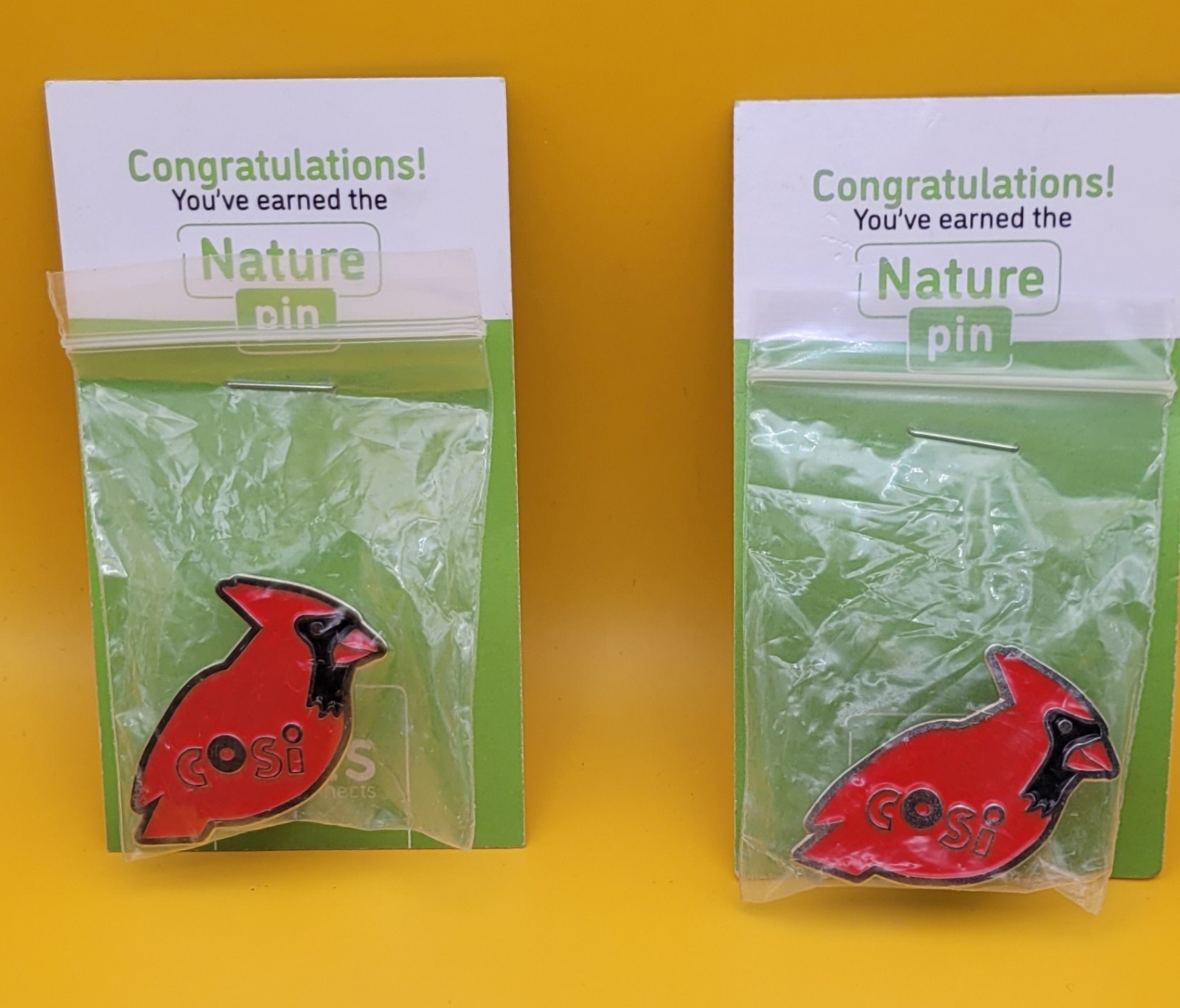 COSI Connects Nature Kit Cardinal Enamel Pin Collectible Science Center Lot of 2
