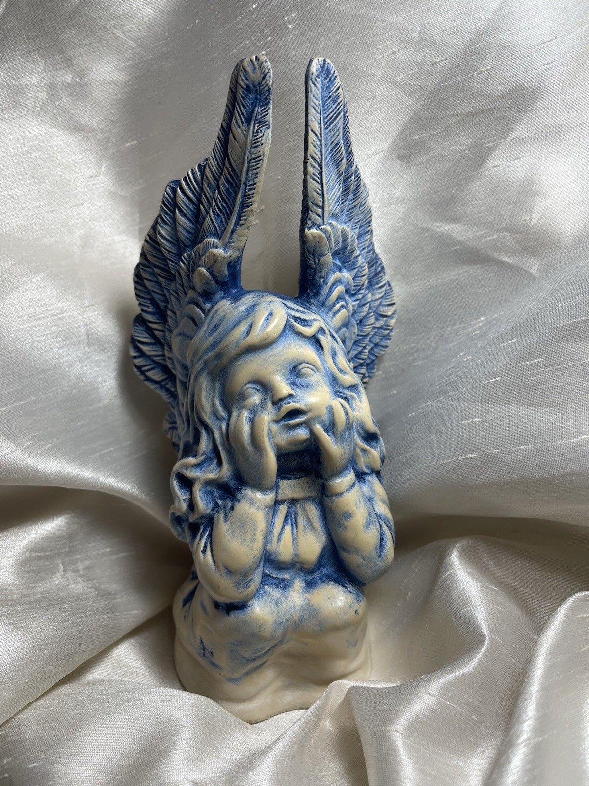 Vintage Henri Studio Chrisdon Angel Girl Figurine P8180 Blue Wash Ceramic Resin