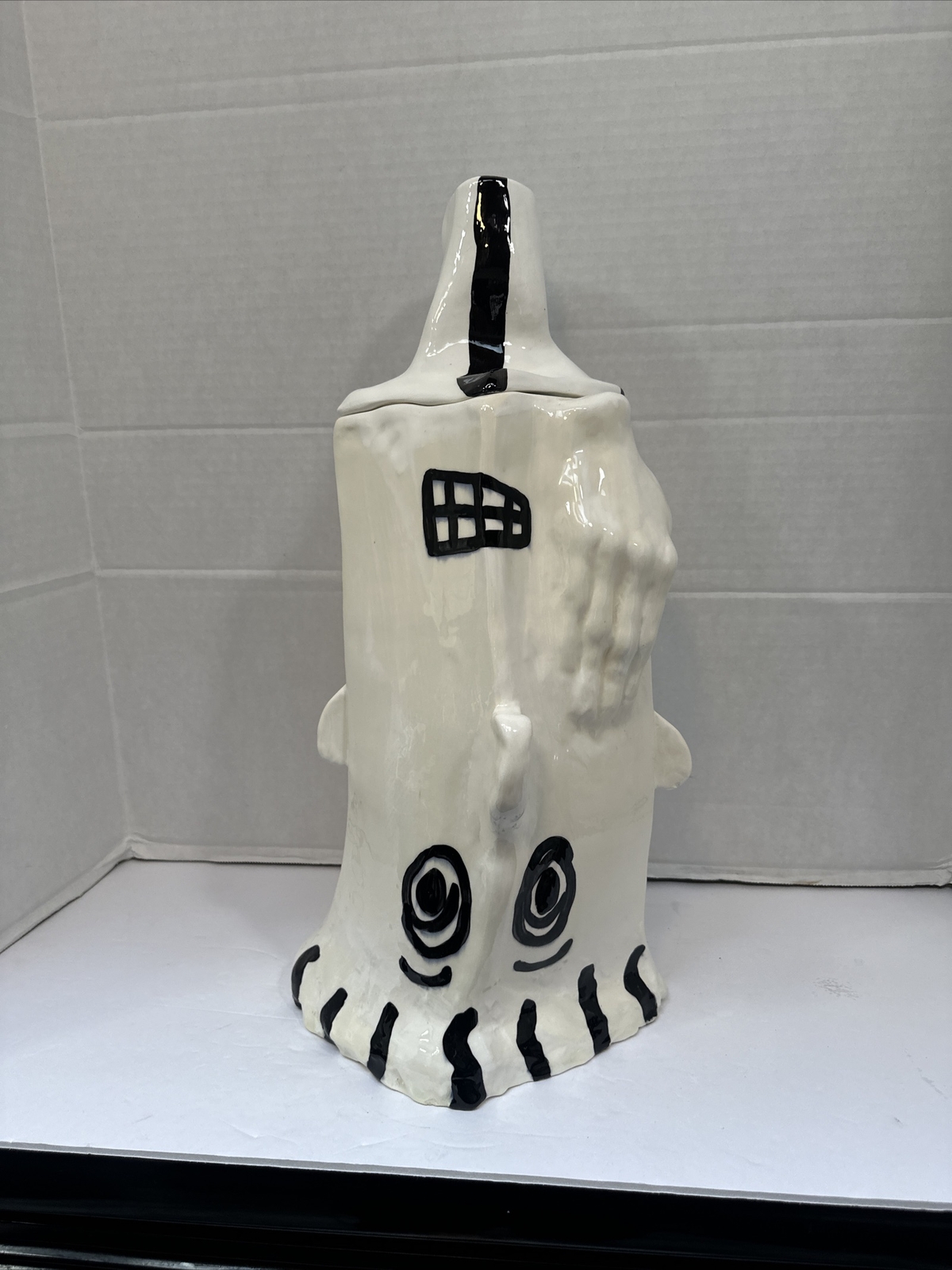 JERILYNN BABROFF Vintage FUNNY UPSIDE DOWN Face Cookie Jar Signed 19.5” JERILYNN BABROFF Vintage FUNNY UPSIDE DOWN Face Cookie Jar Signed 19.5”