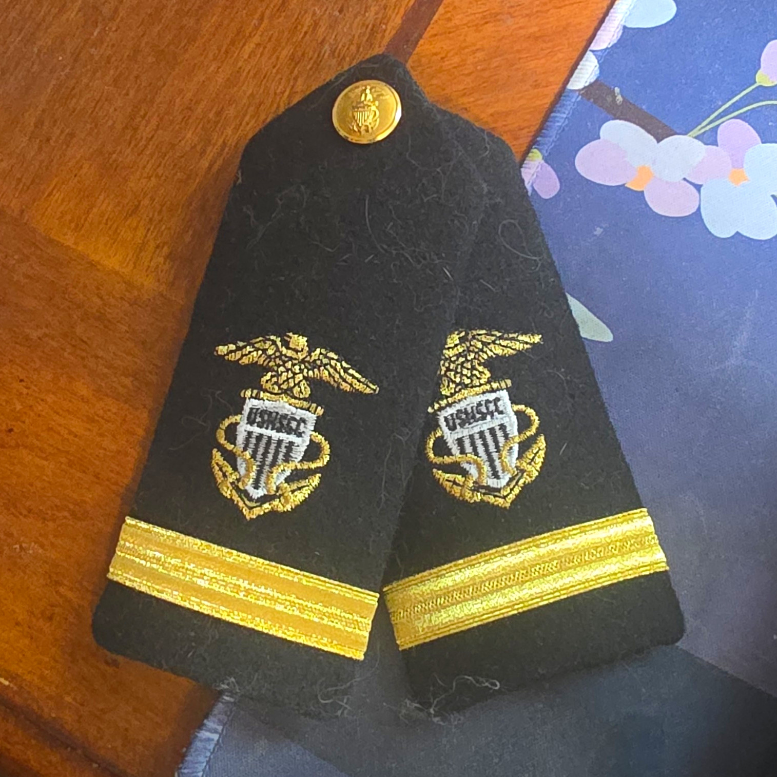 USNSCC Officer Shoulder Boards/Epaulets Pair Black Ensign