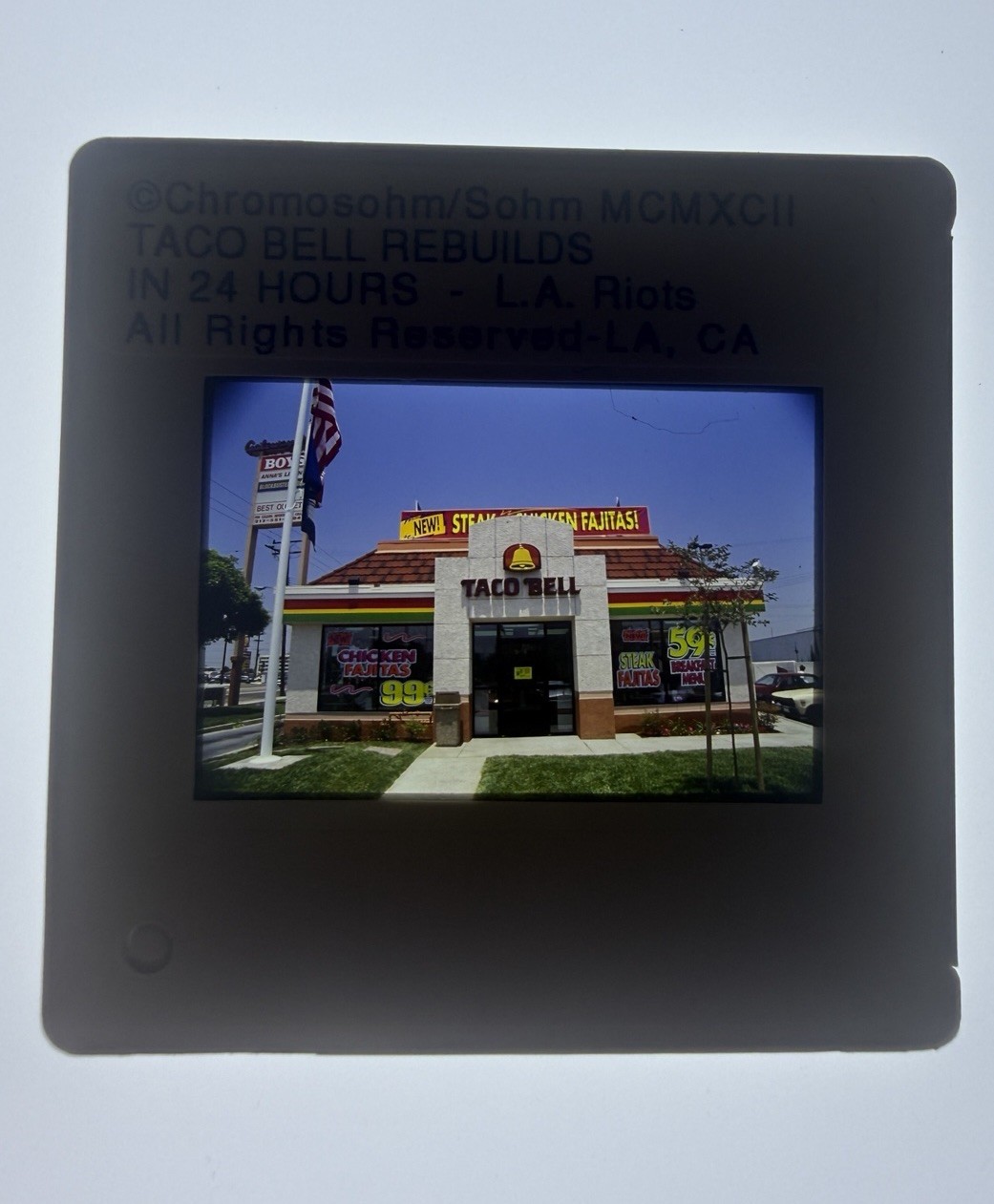 Vintage 1992 Rodney King Riots Taco Bell LA Los Angeles Slide Photo