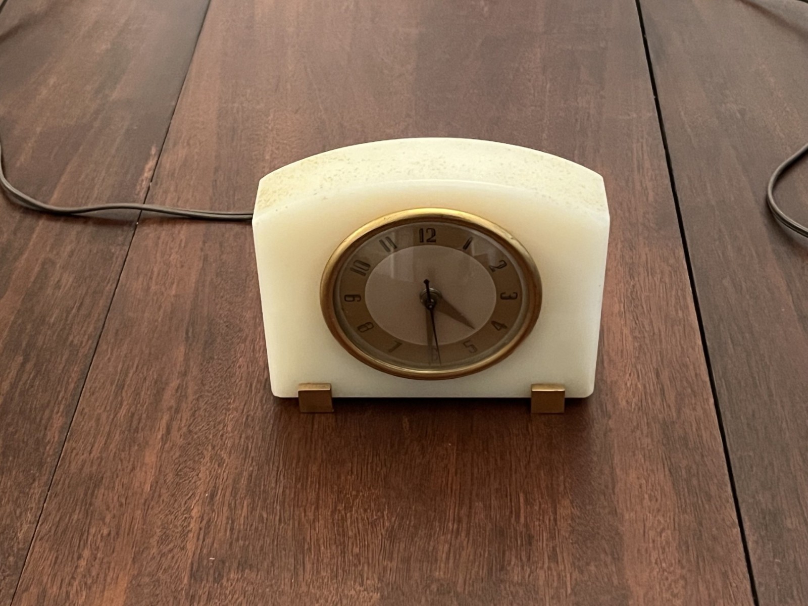 Vintage W.S. Co. Mid-Century Art Deco Marble Desk Clock - Works