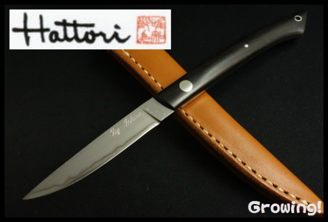 Hattori Medaka KD-30 Knife Kauri X Damascus Steel Ebony Tapered Tang