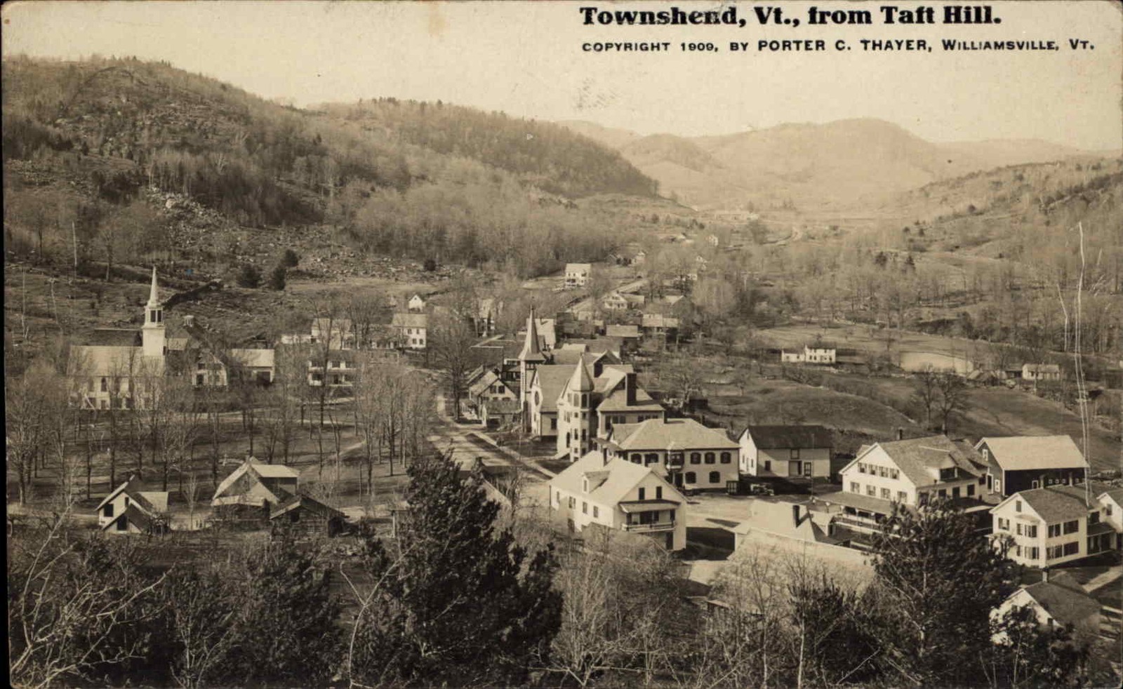 TOWNSHEND VT View from Taft Hill Air View Antique RPPC Real Photo Postcard TOWNSHEND VT View from Taft Hill Air View Antique RPPC Real Photo Postcard