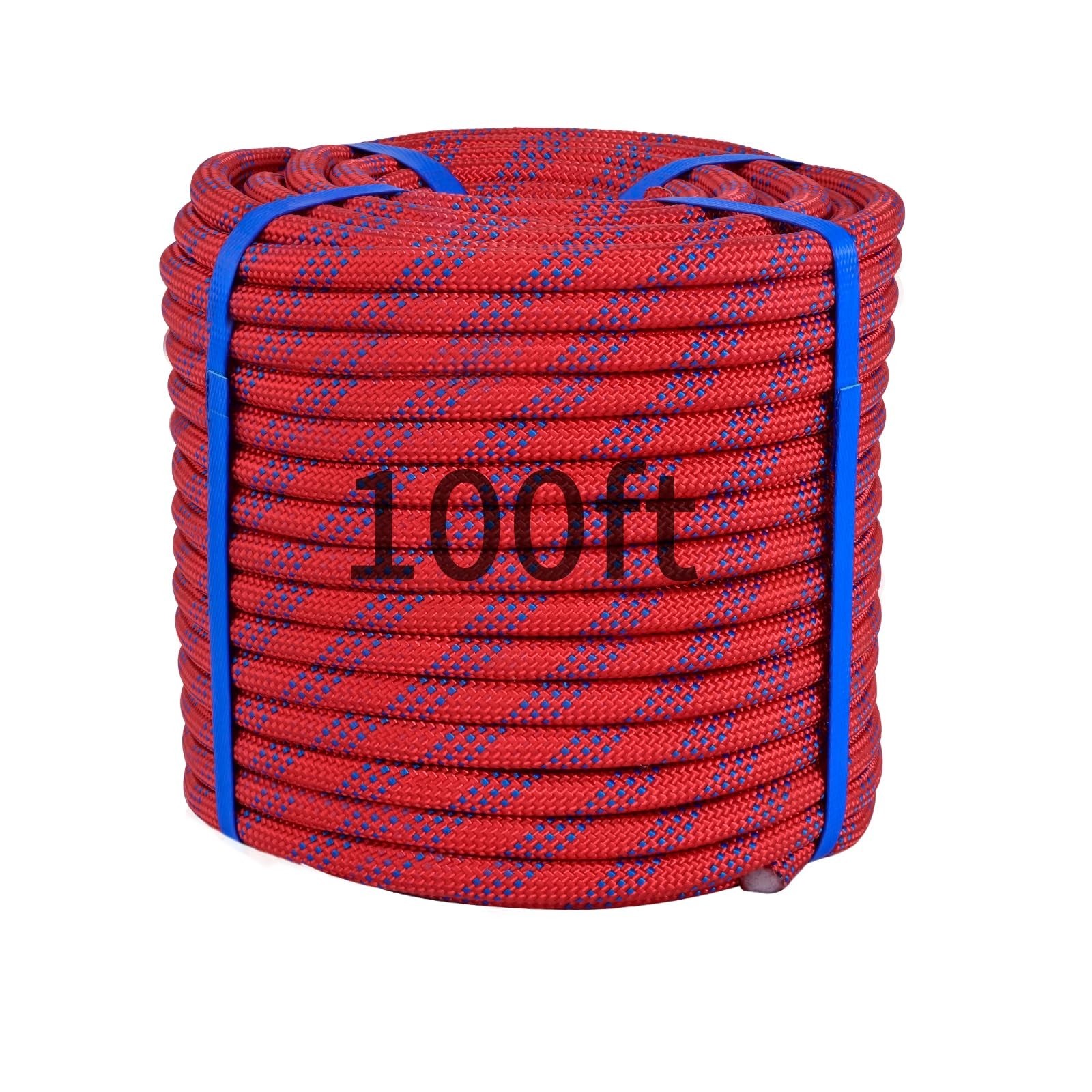 100ft 3/8 Inch Climbing Rope, Heavy Duty Arborist Rope(Red) 3/8in-100ft-Red 100ft 3/8 Inch Climbing Rope, Heavy Duty Arborist Rope(Red) 3/8in-100ft-Red