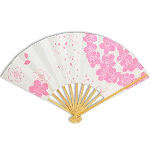 Japanese Odori Fan Geisha Dance Hand Held Folding SENSU Fan Pink Cherry Blossom