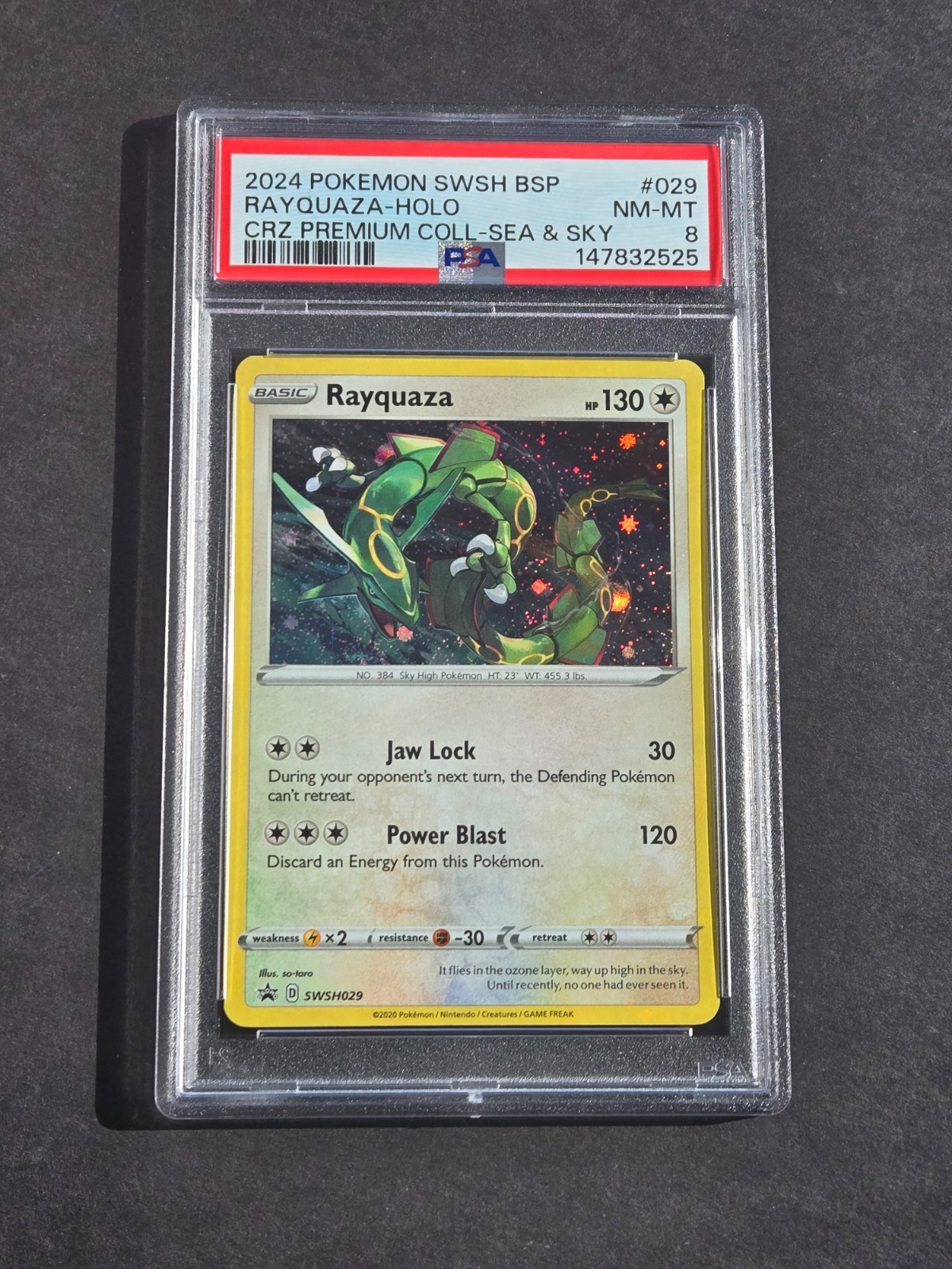 Pokemon PSA 8 RAYQUAZA 029 - SWSH029 CROWN ZENITH SEA & SKY HOLO PROMO - NM/MINT