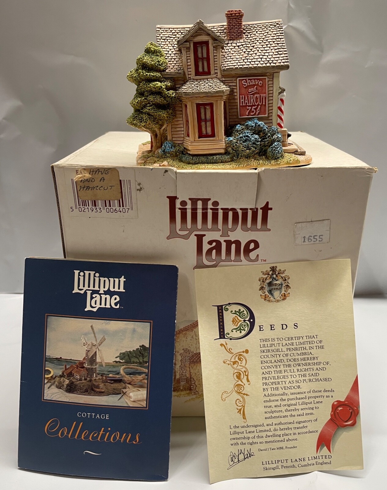 Lilliput Lane American Landmark Shave And Haircut w Deed, 3 Lilliput Lane American Landmark Shave And Haircut w Deed, 3