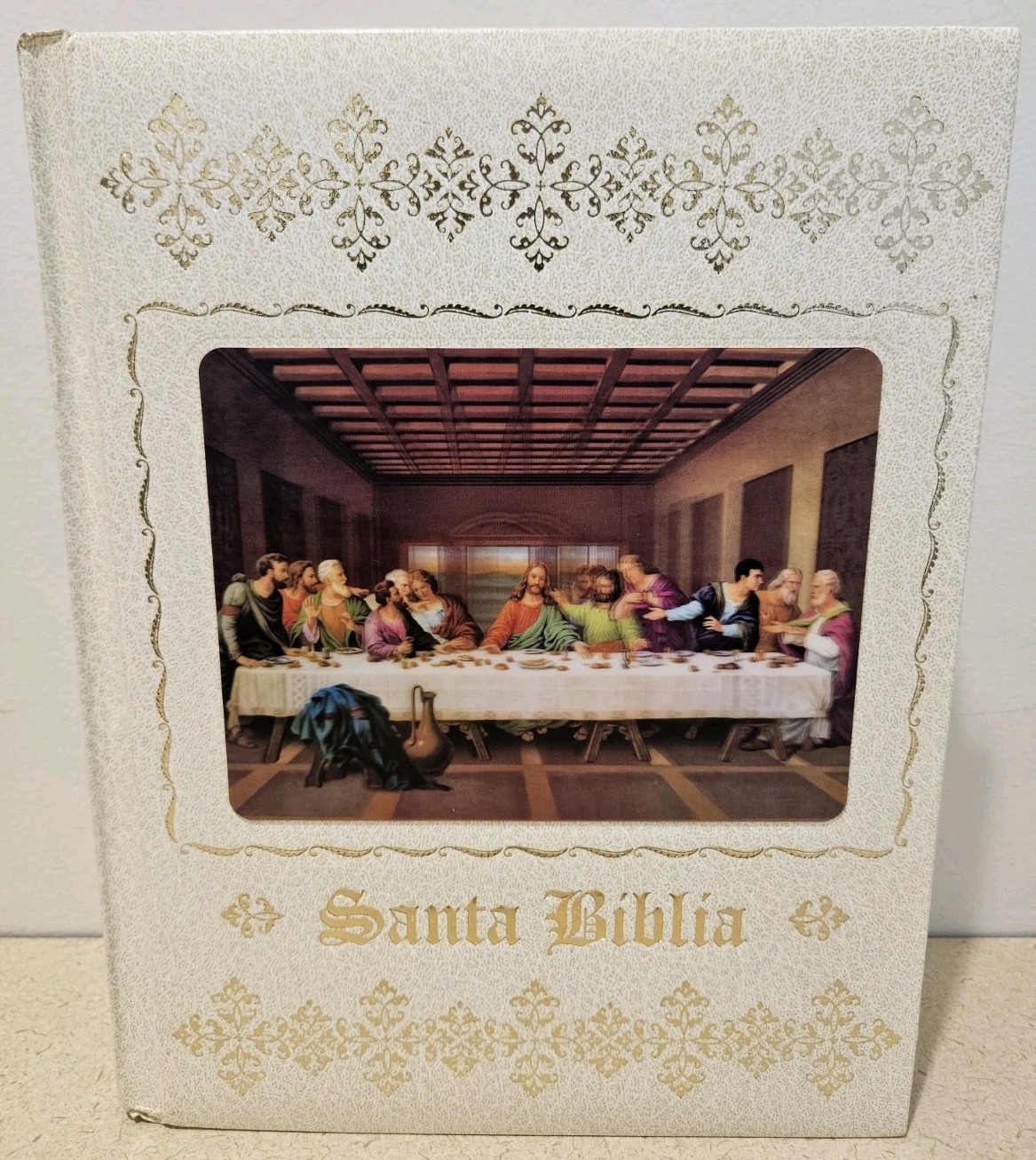 Santa Biblia RV 1909 Spanish Family Bible Deluxe White Gold Illustrated 2011
