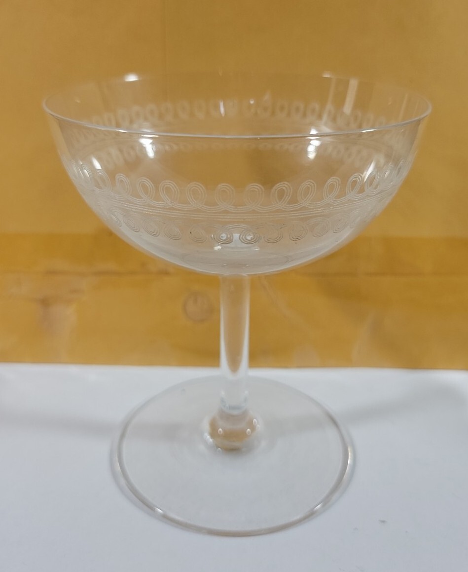 VINTAGE CORDIAL ETCHED GLASS STEMWARE 4.25 INCH