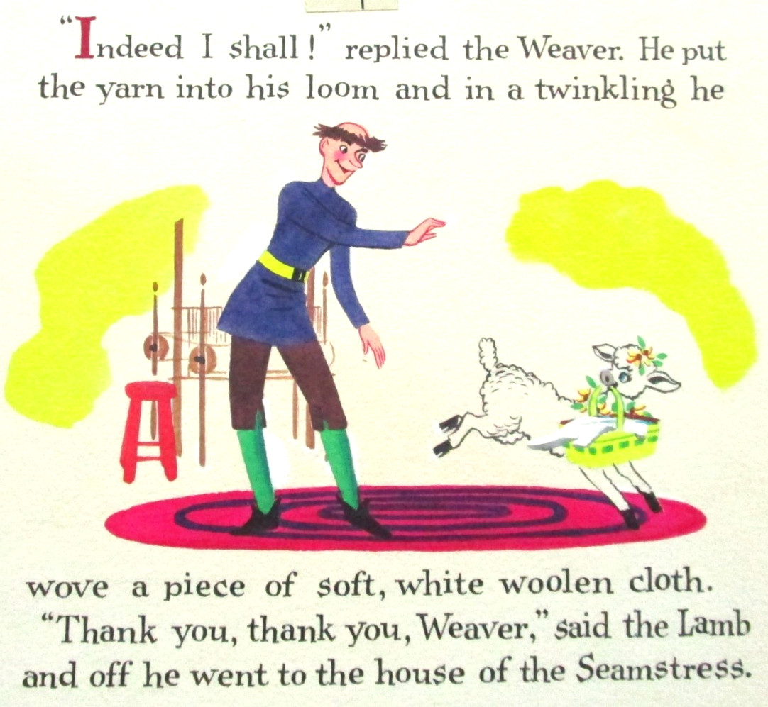 1968 MARY\'S LITTLE LAMB DOLLIE TINGLE  ORIGINAL drawing art BOOK PAINTING scarf