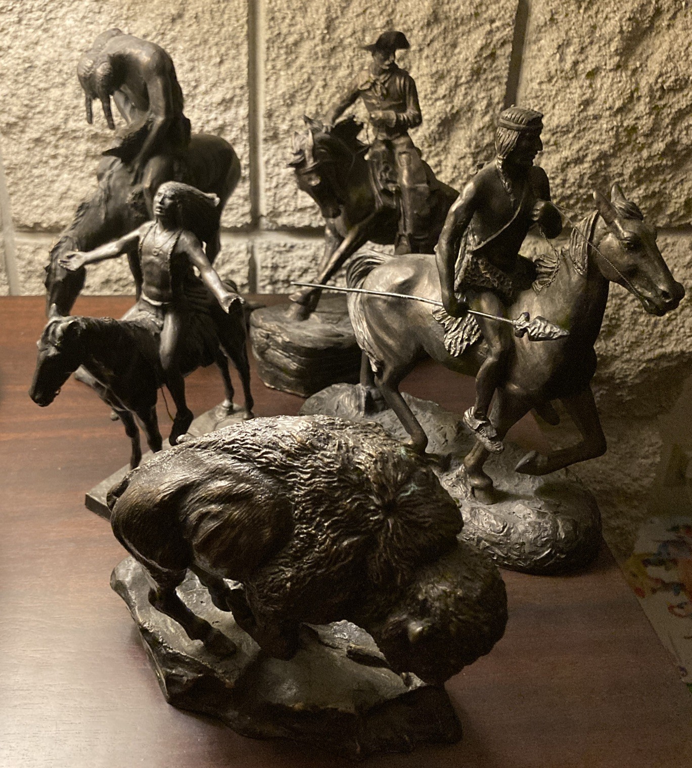 5pc Vintage Western Statue Collection - Remington, Fraser, Dallin - Numbered