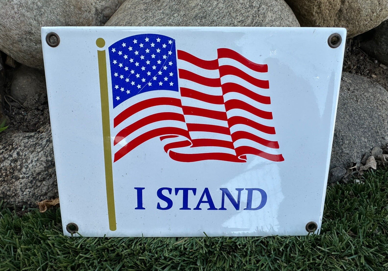 I STAND USA Flag United States Of America Patriotic Porcelain Steel Heavy Sign I STAND USA Flag United States Of America Patriotic Porcelain Steel Heavy Sign