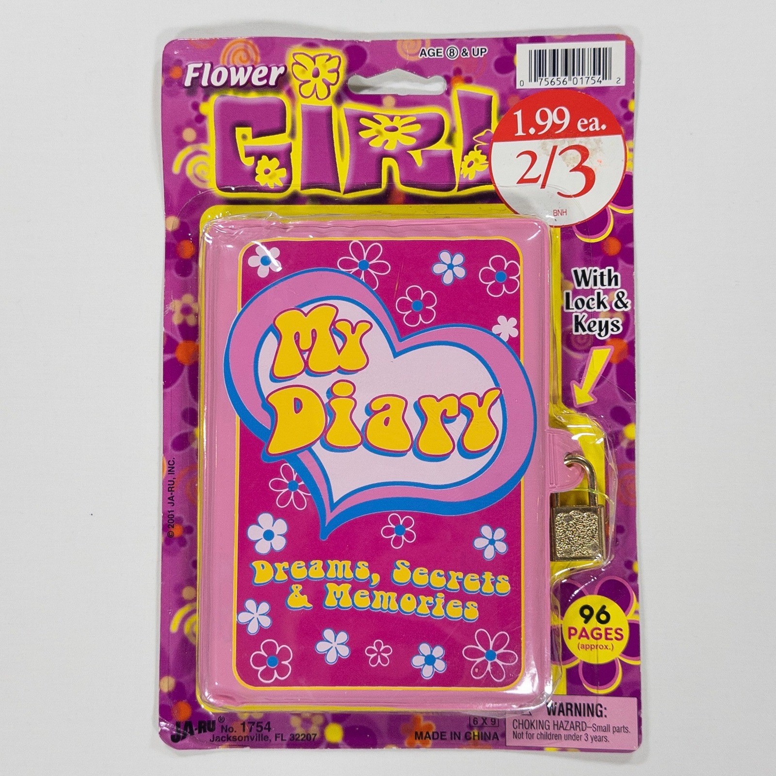 Vtg 2001 Y2K Flower Power Girl Diary Pink Yellow Heart Lock Childhood Deadstock Vtg 2001 Y2K Flower Power Girl Diary Pink Yellow Heart Lock Childhood Deadstock
