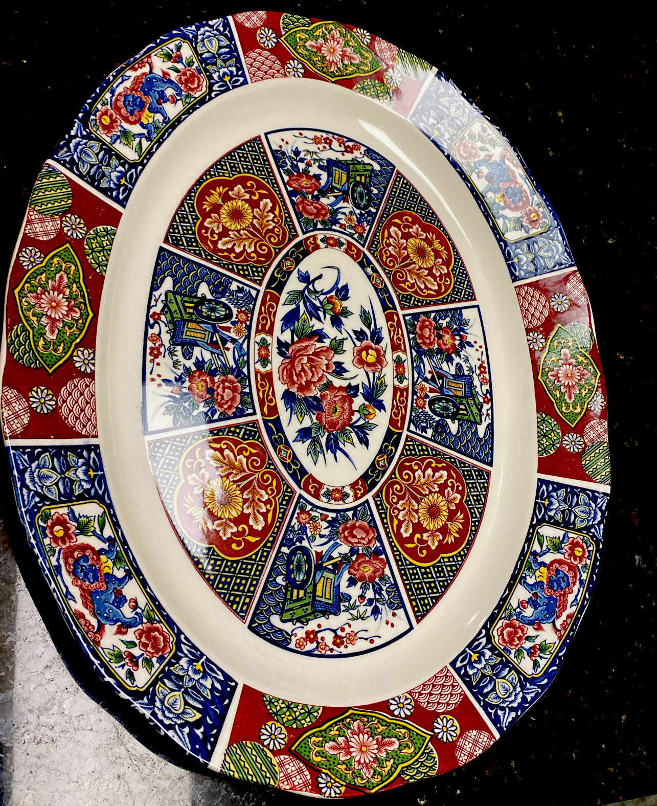 Japan  Floral Plate  18.x14”Heavy And Largest