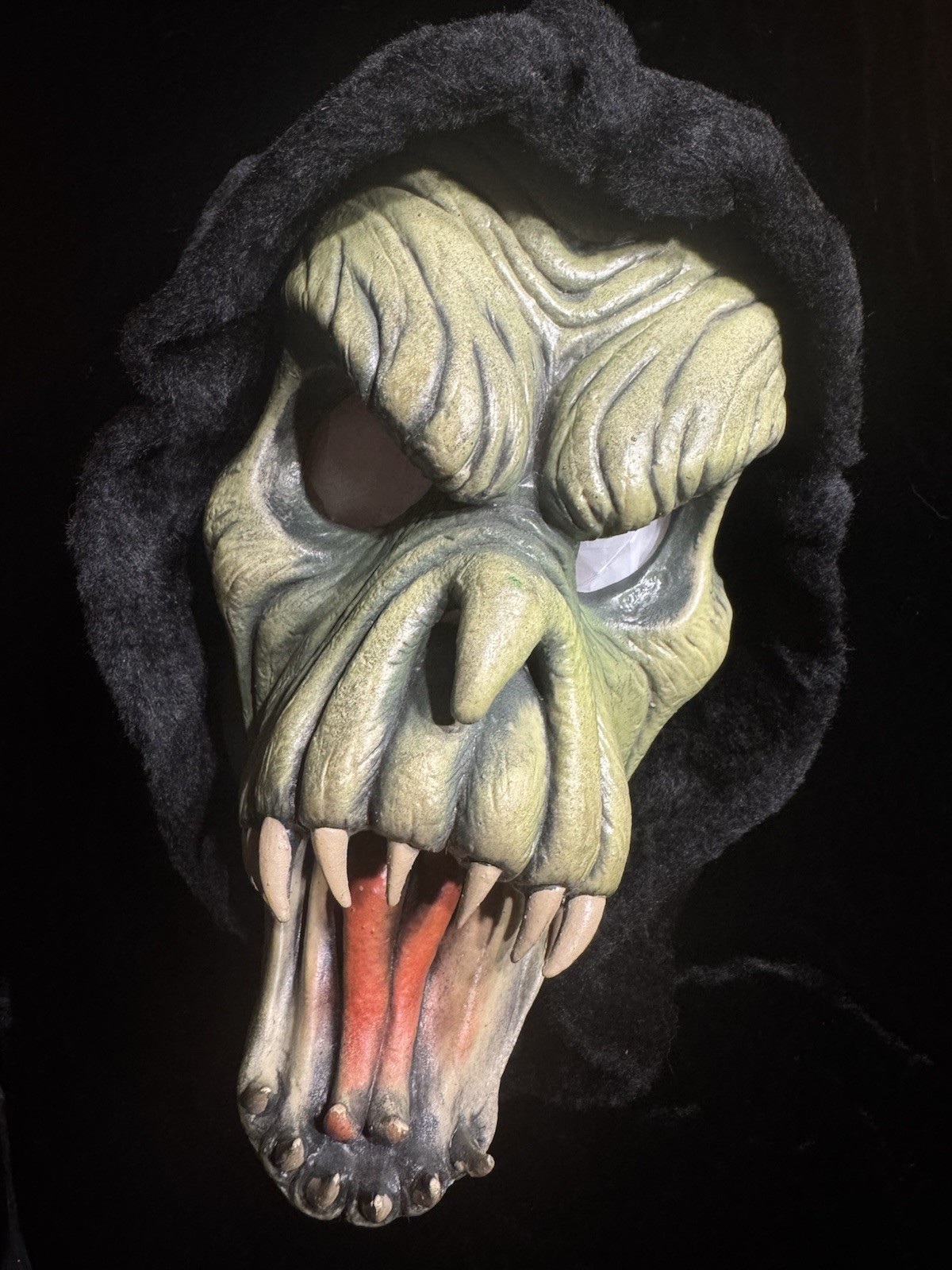 1977 Halloween Mask Very Rare Female Green  Fang Face  BE SOMETHING STUDIOS