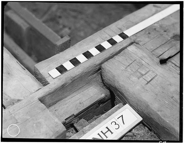 Photo:Newmarket NH Doe Garrison 1930s Attic Summer Beam Chimney Girt HABS