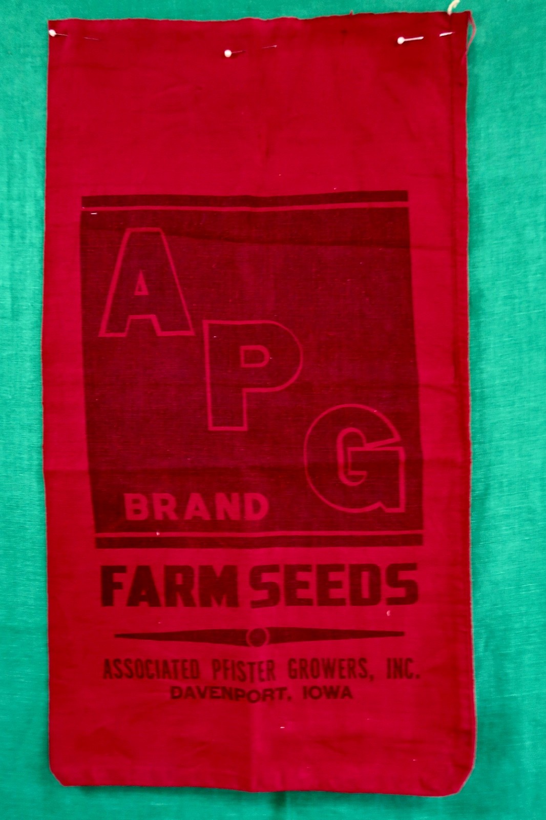 Vintage APG Brand Farm Seeds One Bushel Red Cloth Sack