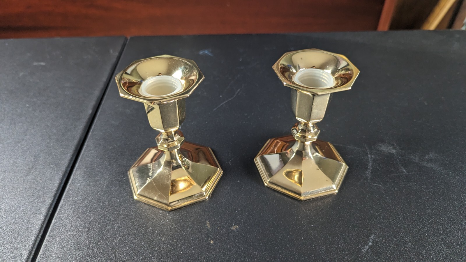 Vintage Condisco Japan EP Electro Plated Zinc Stick Candle Holders Set of 2 3.5