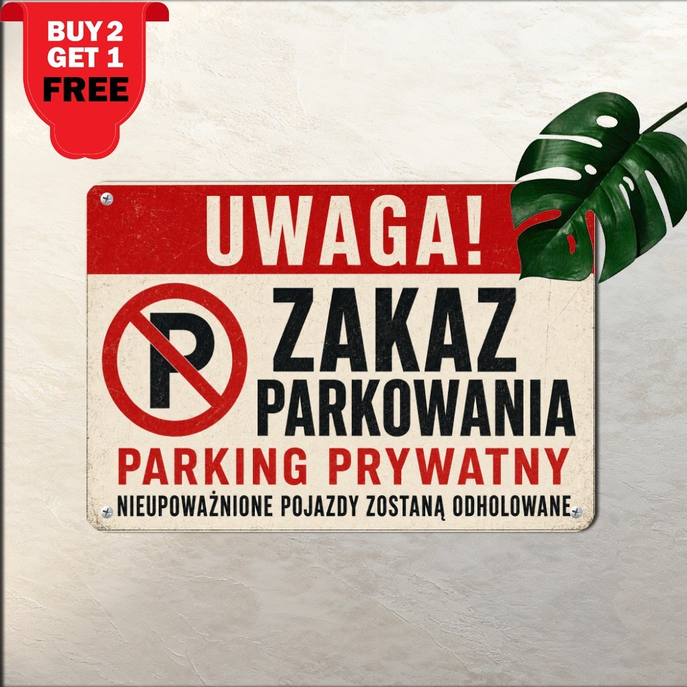 Retro Polish Heritage Parking Sign Vintage City Automobile Metal Wall Plaque