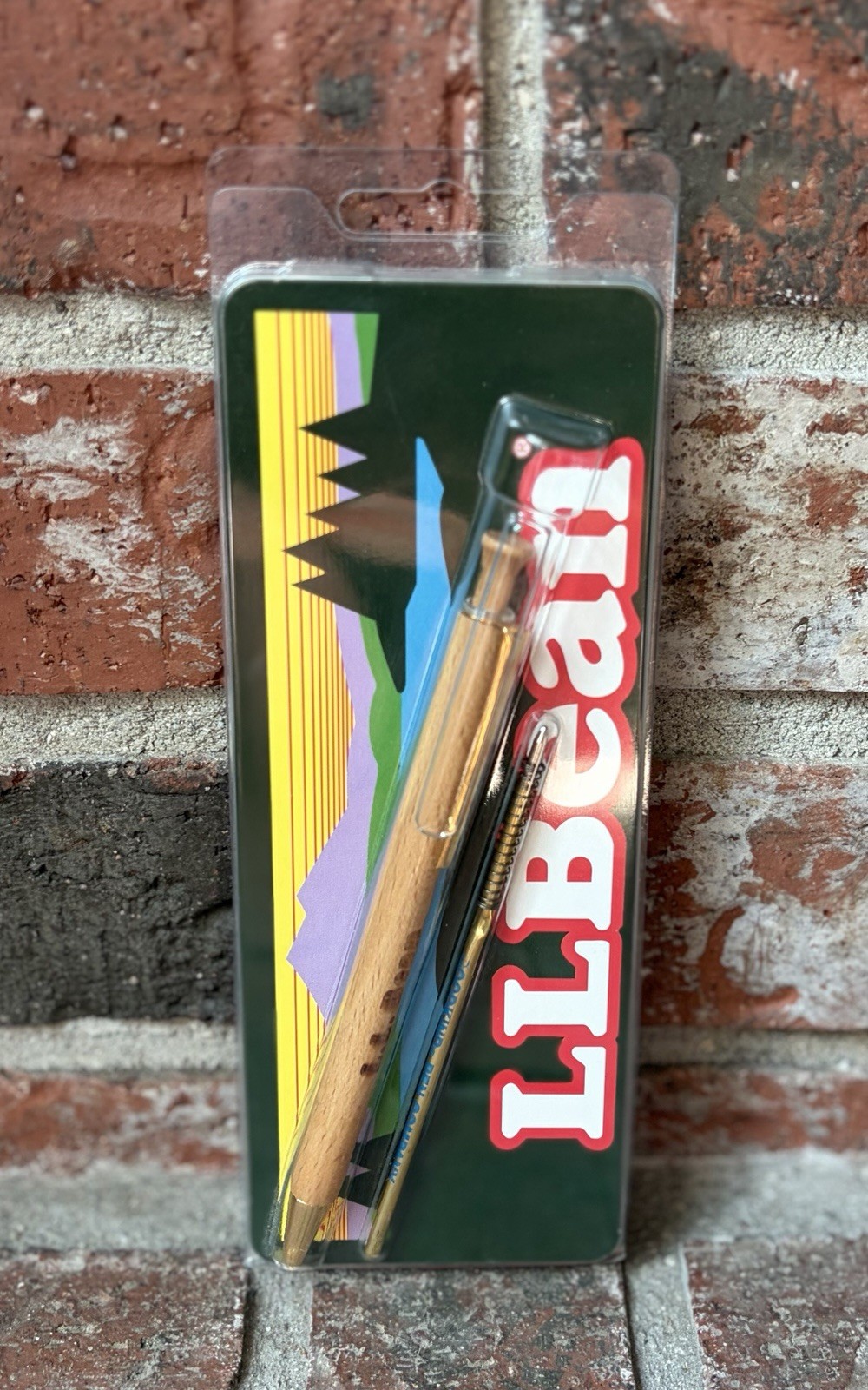 Vtg L.L. Bean Wooden Ballpoint Pen Retro Outdoor Mountain Logo Brand New Sealed