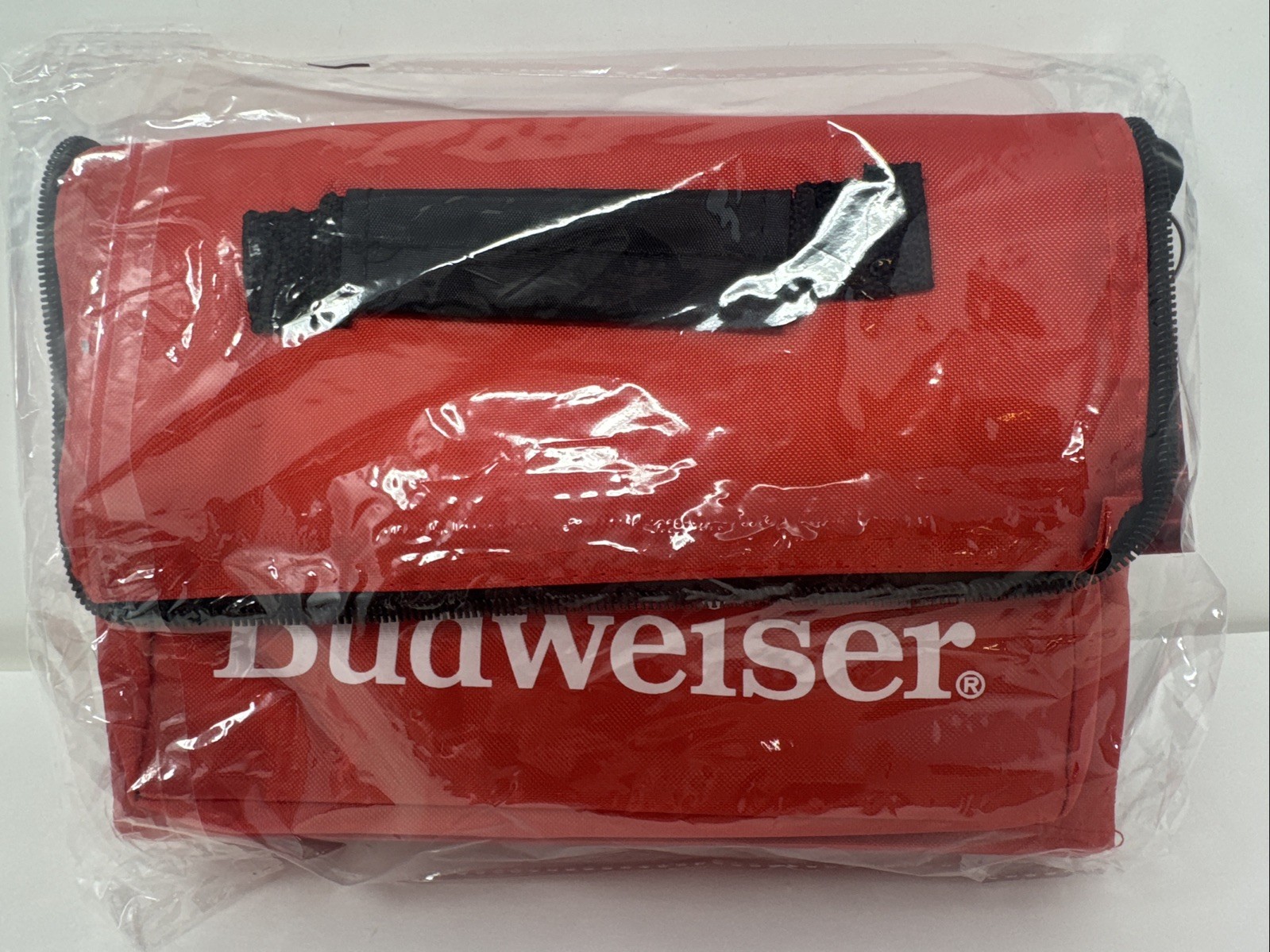 Vintage Budweiser Insulated Soft Lunch Box/Six Pack Cooler w Beer Can Opener NOS
