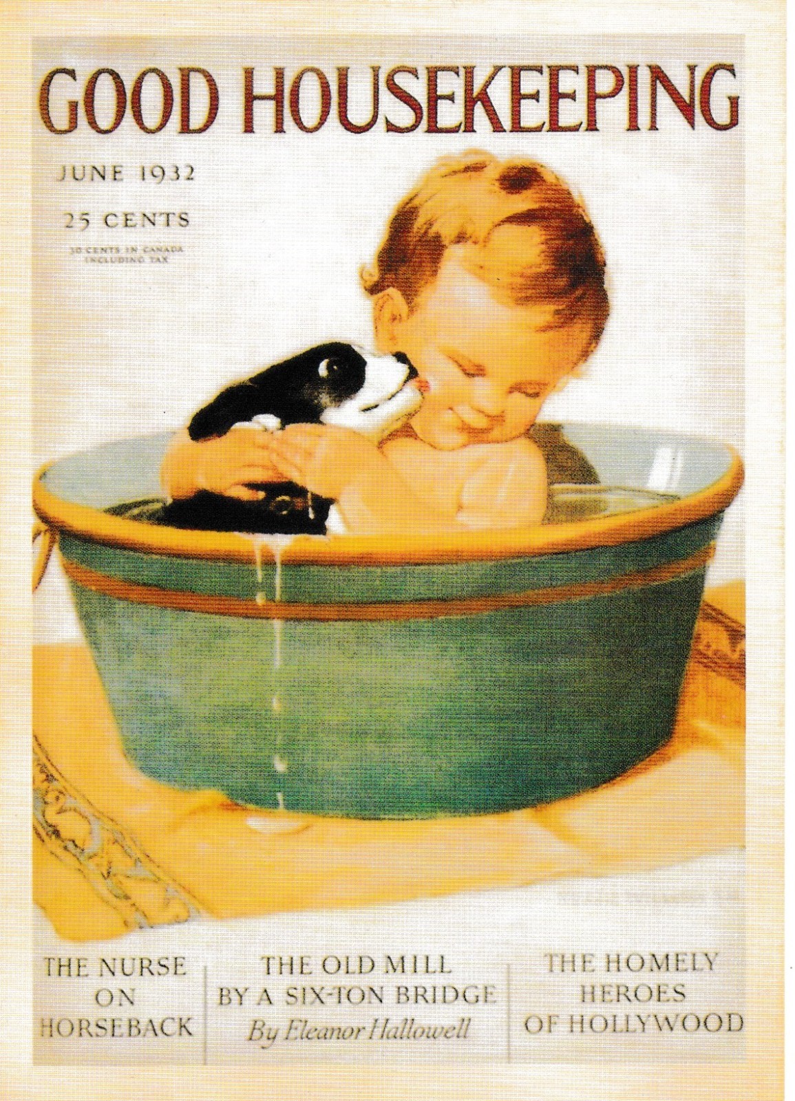 card Vintage style advertising Eleanor Hallowell Good Housekeeping Puppy Baby