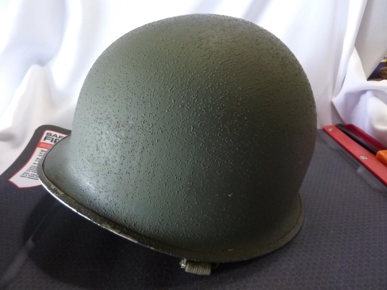 1943 WW2 US M-1 FRONT SEAM SWIVEL BALE STEEL HELMET NO LINER - 