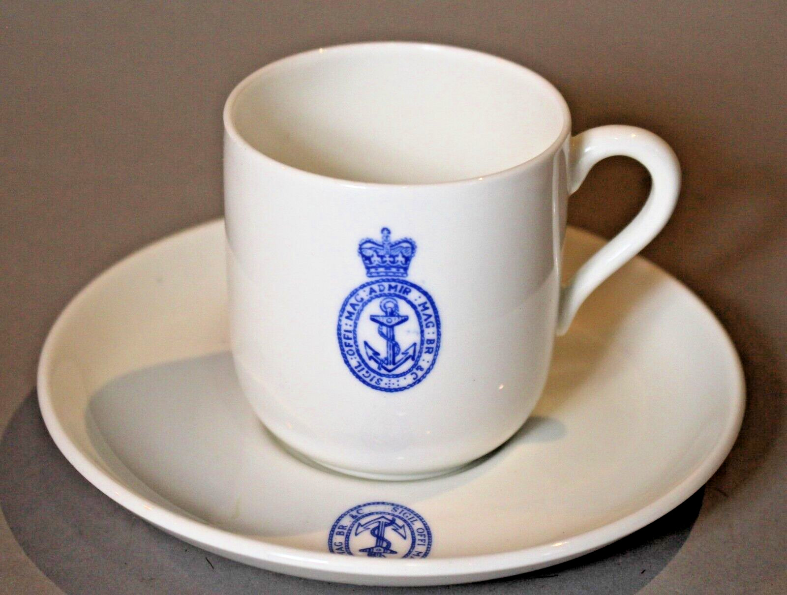 English Royal Navy Paragon Porcelain Demitasse Cup & Saucer Marked ER II 1955