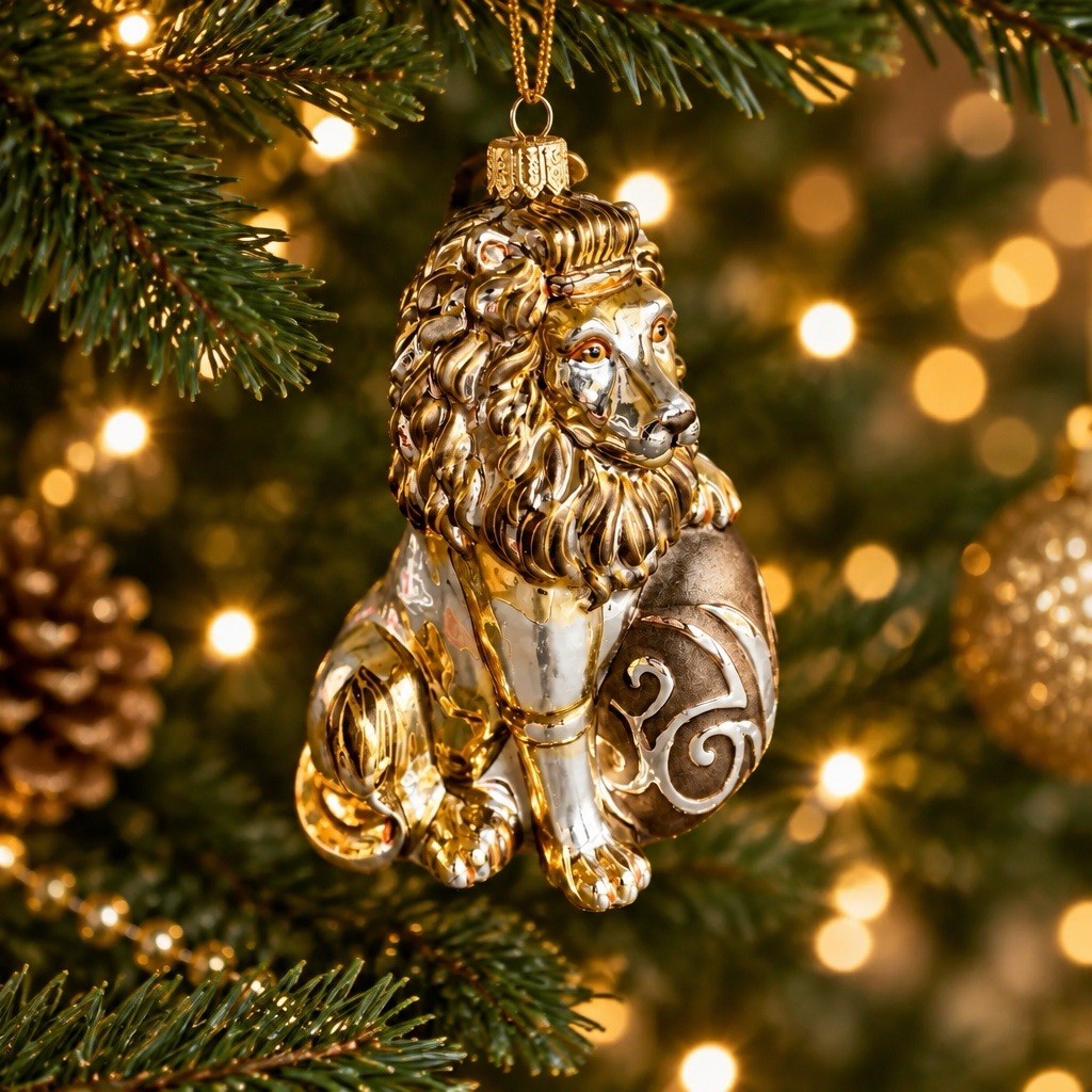 Jay Strongwater Gilded Lion with Egg Glass Ornament Mint In Box  (SDH2273-292)
