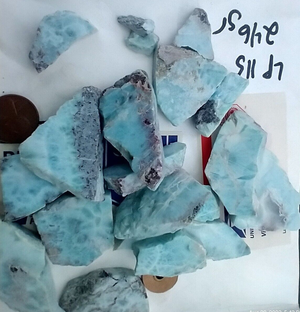 Larimar Atlantis Dolphin Stone Authentic Slab Rough Gem Stone lot 246g