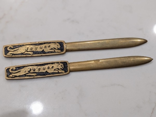 Vintage Brass Jaguar / Big Cat Figural Letter Openers (Set of 2)