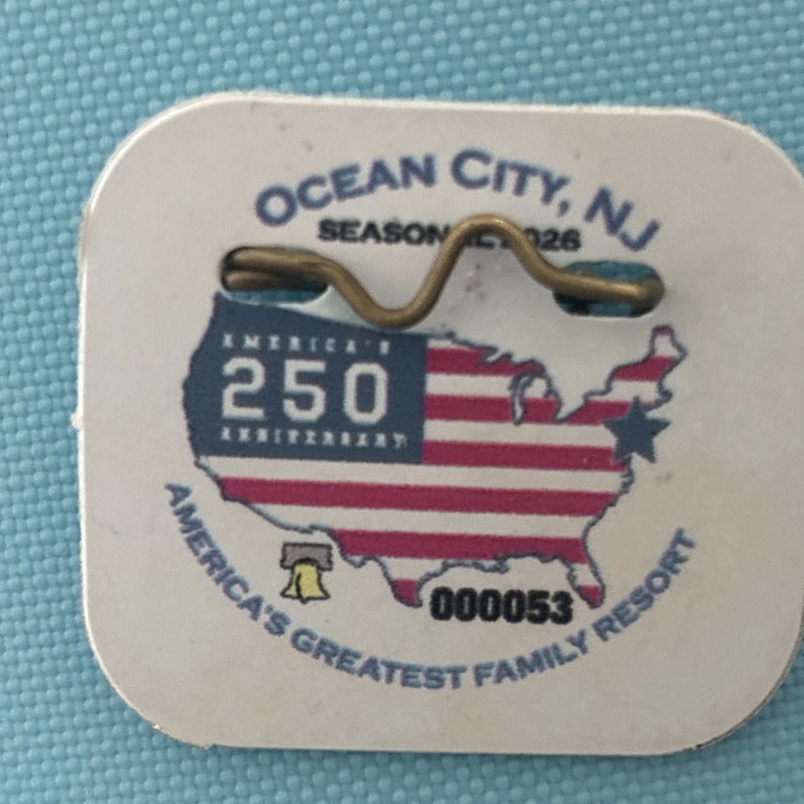 OCEAN  CITY New Jersey 2026 Seasonal Beach Tag Badge Honors Military Number 53