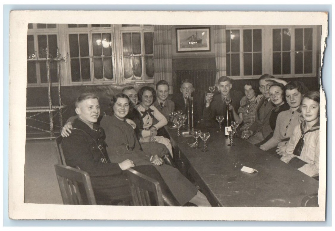 c1940's Family Dining Room Interior Wine Bremen Germany RPPC Photo Postcard c1940's Family Dining Room Interior Wine Bremen Germany RPPC Photo Postcard
