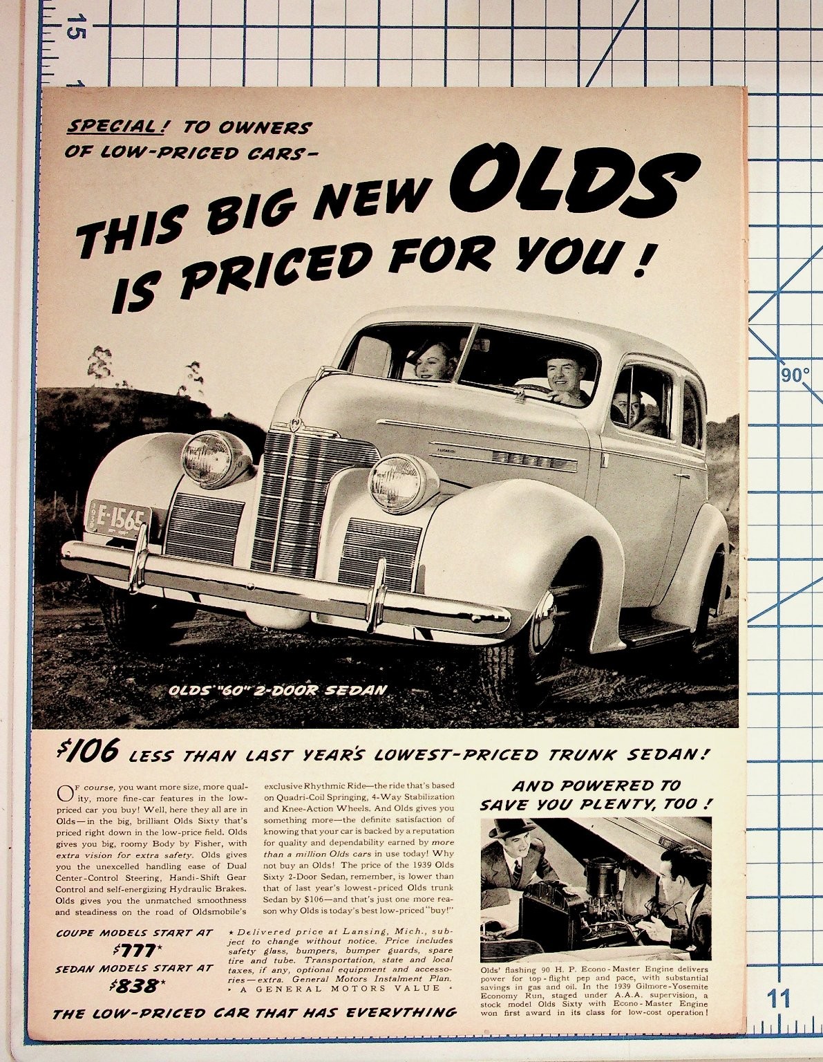 1939 Oldsmobile 60 Sedan Vintage Car Advertisement Print Ad GM 1939 Oldsmobile 60 Sedan Vintage Car Advertisement Print Ad GM