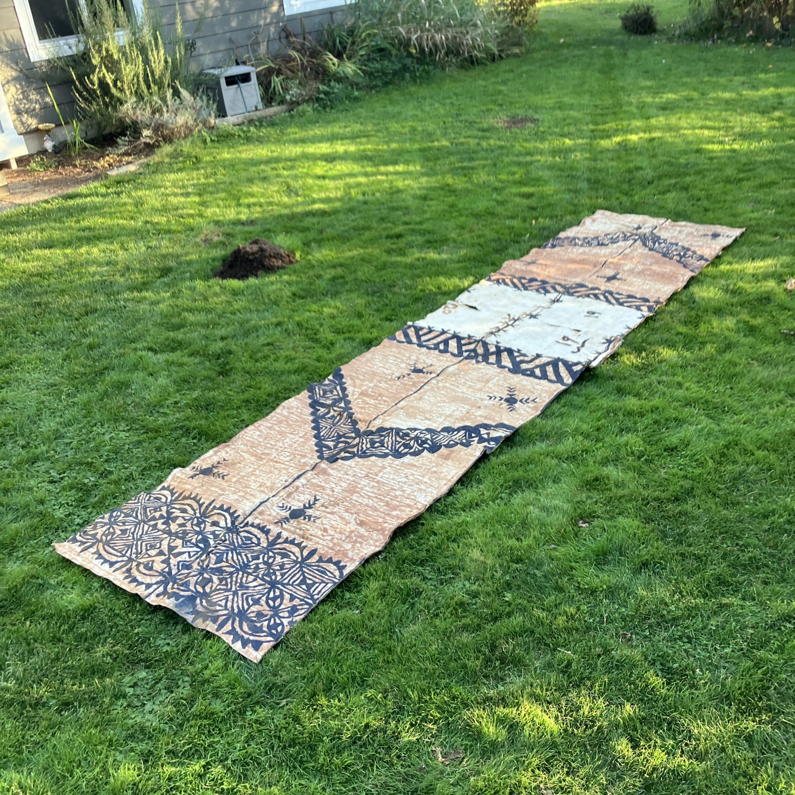 LARGE Vintage Tapa Bark Cloth Panel Polynesian | 13' x 3' total | 2-Piece LARGE Vintage Tapa Bark Cloth Panel Polynesian | 13' x 3' total | 2-Piece