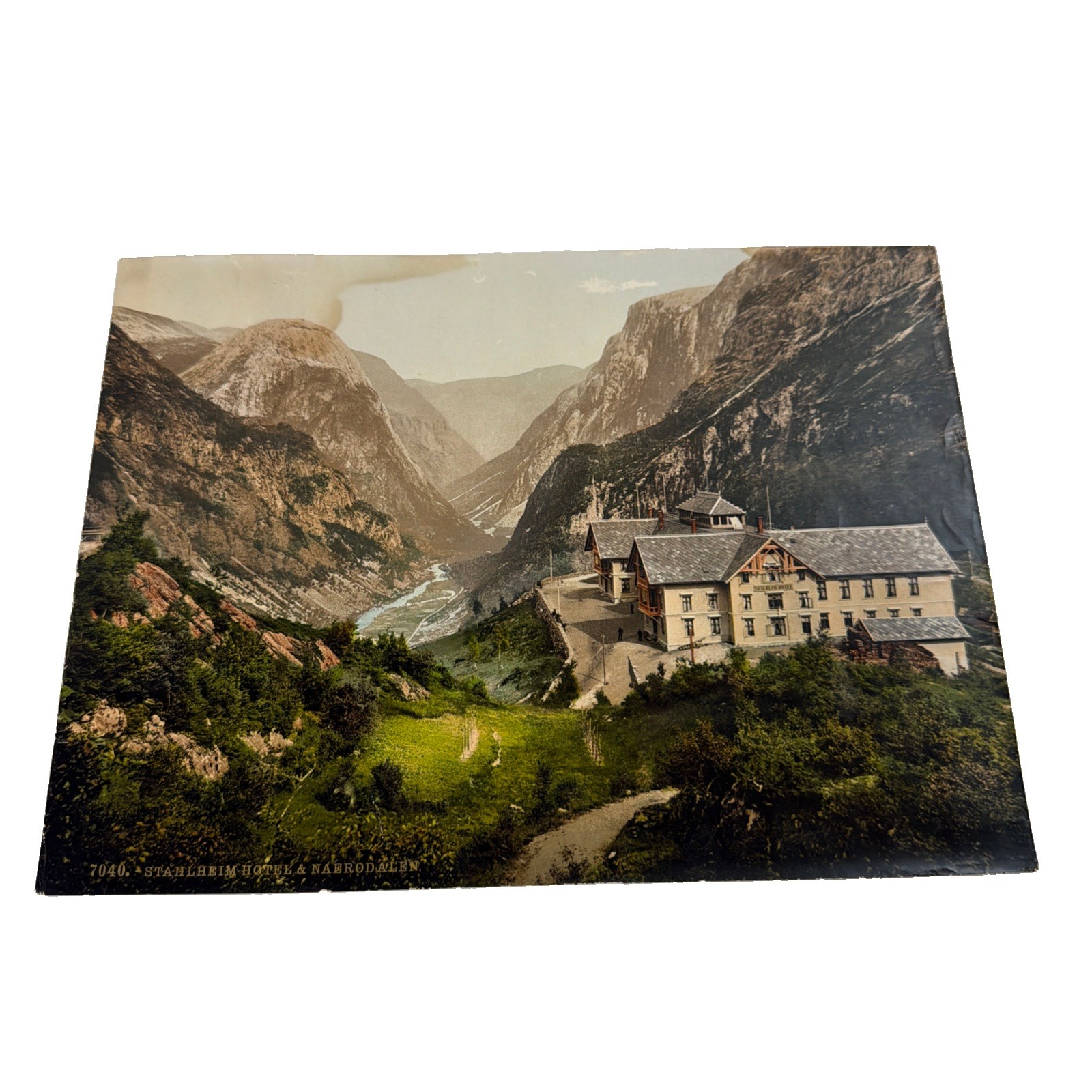 Antique Albumen Photo: Stalheim Hotel and Nærøydalen Valley, Norway